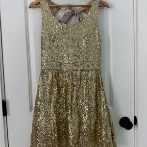 B Darlin Glittering Teen Gold Dress